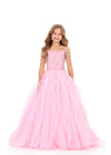 ASHLEYlauren 8382 | Pink pageant dress with sparkle detail and voluminous silhouette
