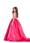 ASHLEYlauren 8396 Gown| Hot pink with beaded front. Long pageant dress organza gown 