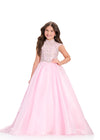 ASHLEYlauren 8396 Gown | light pink long ball gown with beading. Elegant evening gown 