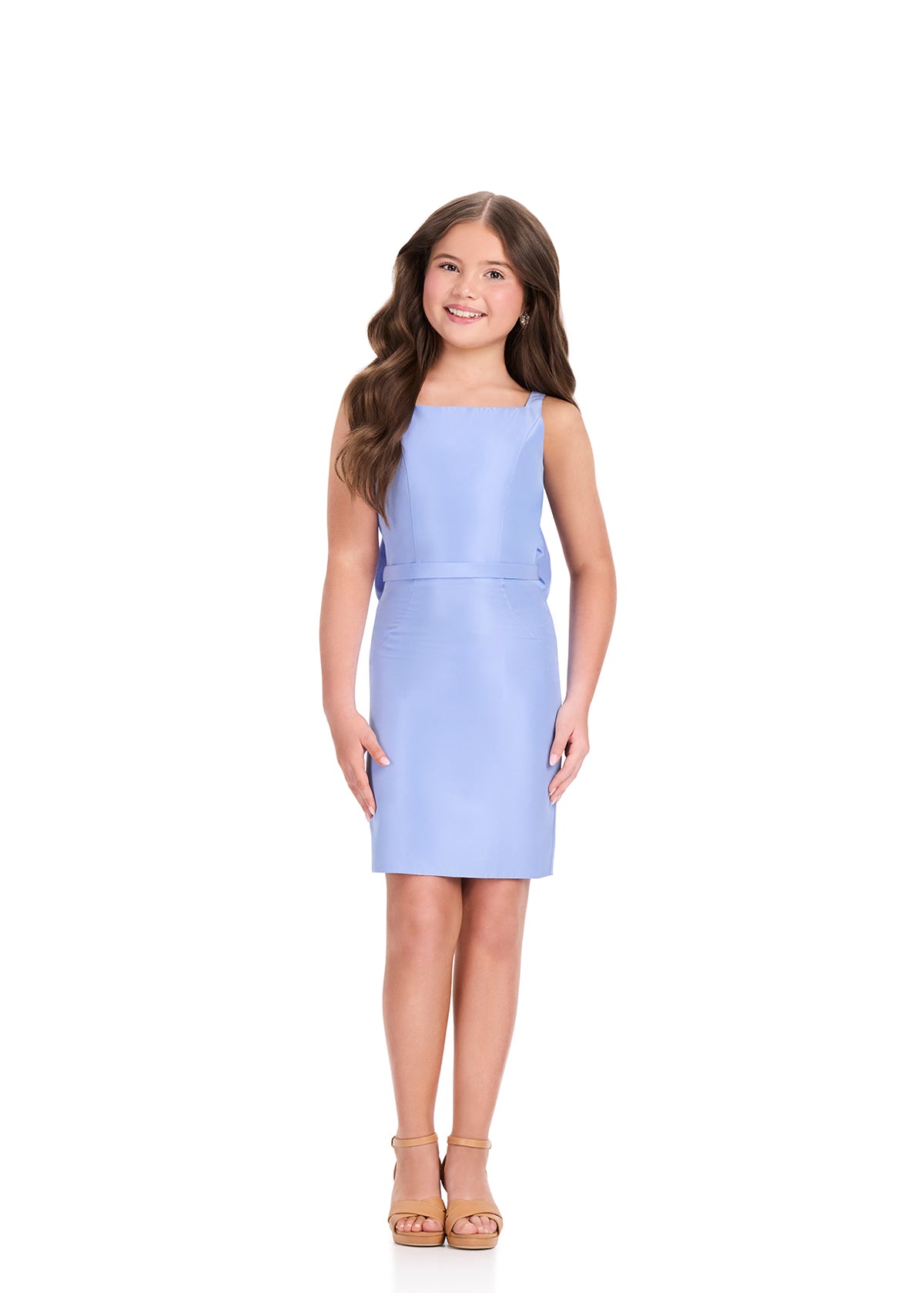 ASHLEYlauren 8398 Cocktail | Beautiful periwinkle cocktail dress that is a  bow detailed cocktail 
