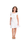 ASHLEYlauren 8400 Cocktail | white stunning kids cocktail dress that highlights a bow across the dress
