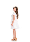 ASHLEYlauren 8400 Cocktail | Glamorous white gown with puff sleeves and a big bow on the front 