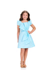 ASHLEYlauren 8400 Cocktail | elegant light blue cocktail dress with stunning bow on the front 