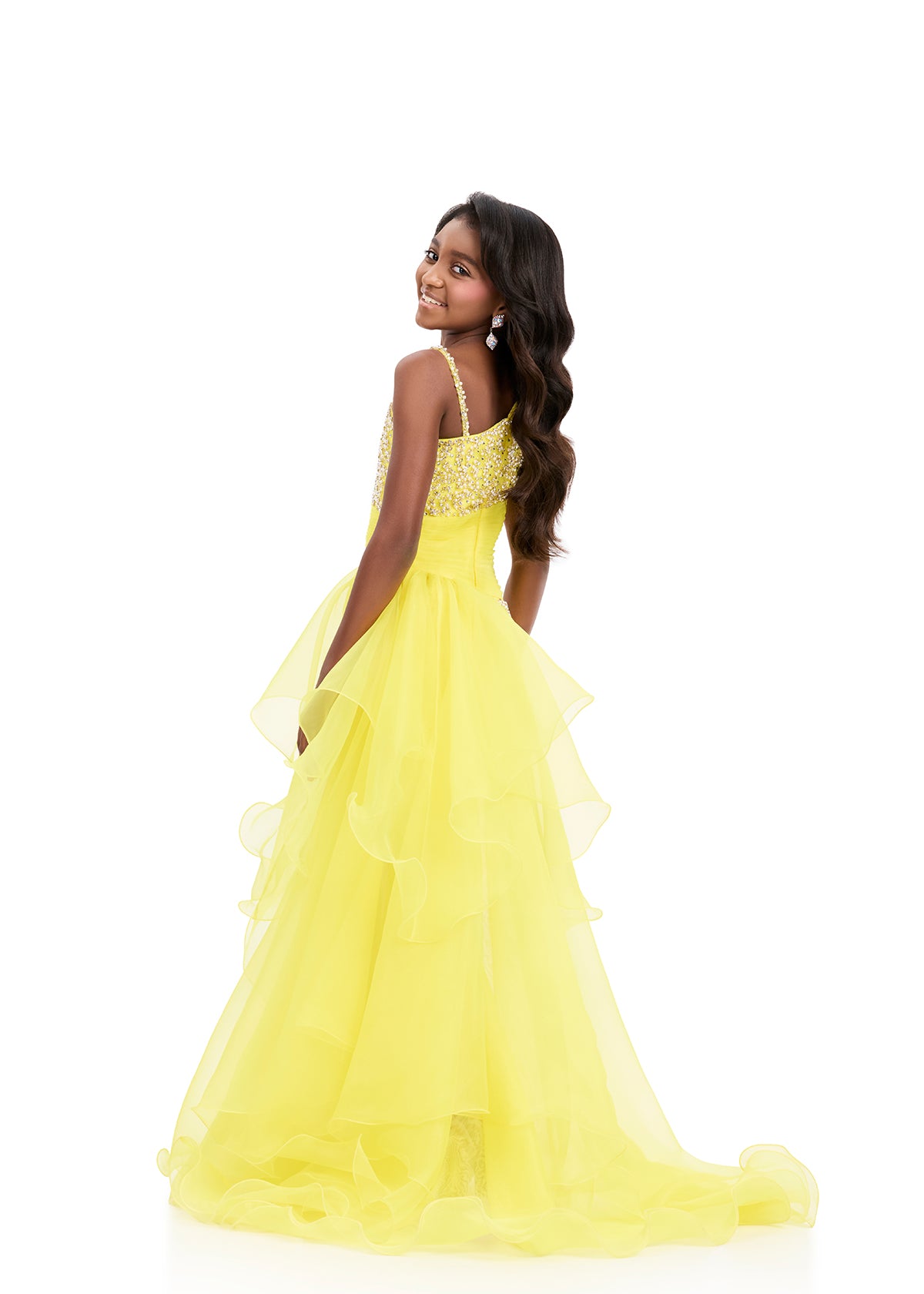 ASHLEYlauren Style 8408 - Beaded Mini Dress with Organza Ruffle