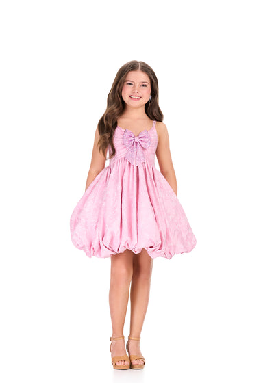 ASHLEYlauren 8409 Cocktail | Elegant light pink cocktail dress that features a beautiful pink sparkly bow 