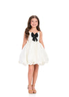 ASHLEYlauren 8409 Cocktail | Red carpet white cocktail dress that showcases a stunning black bow