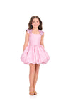 ASHLEYlauren 8410 Cocktail | show stopping pink floral cocktail that features dazzling bows on the sleeves 