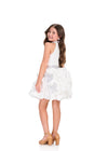 ASHLEYlauren 8414 Cocktail | Kids white fun fashion cocktail dress with sparkly belt and collar neckline 