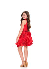 ASHLEYlauren 8414 Cocktail | Kids stunning red dress with a sparkly belt and bow 