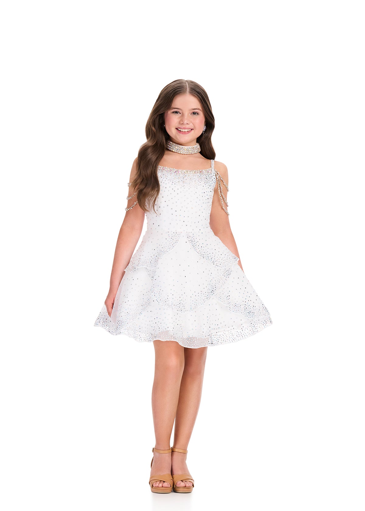 ASHLEYlauren 8417 Cocktail | Show stopping sparkly cocktail dress with vibrant collar and straps