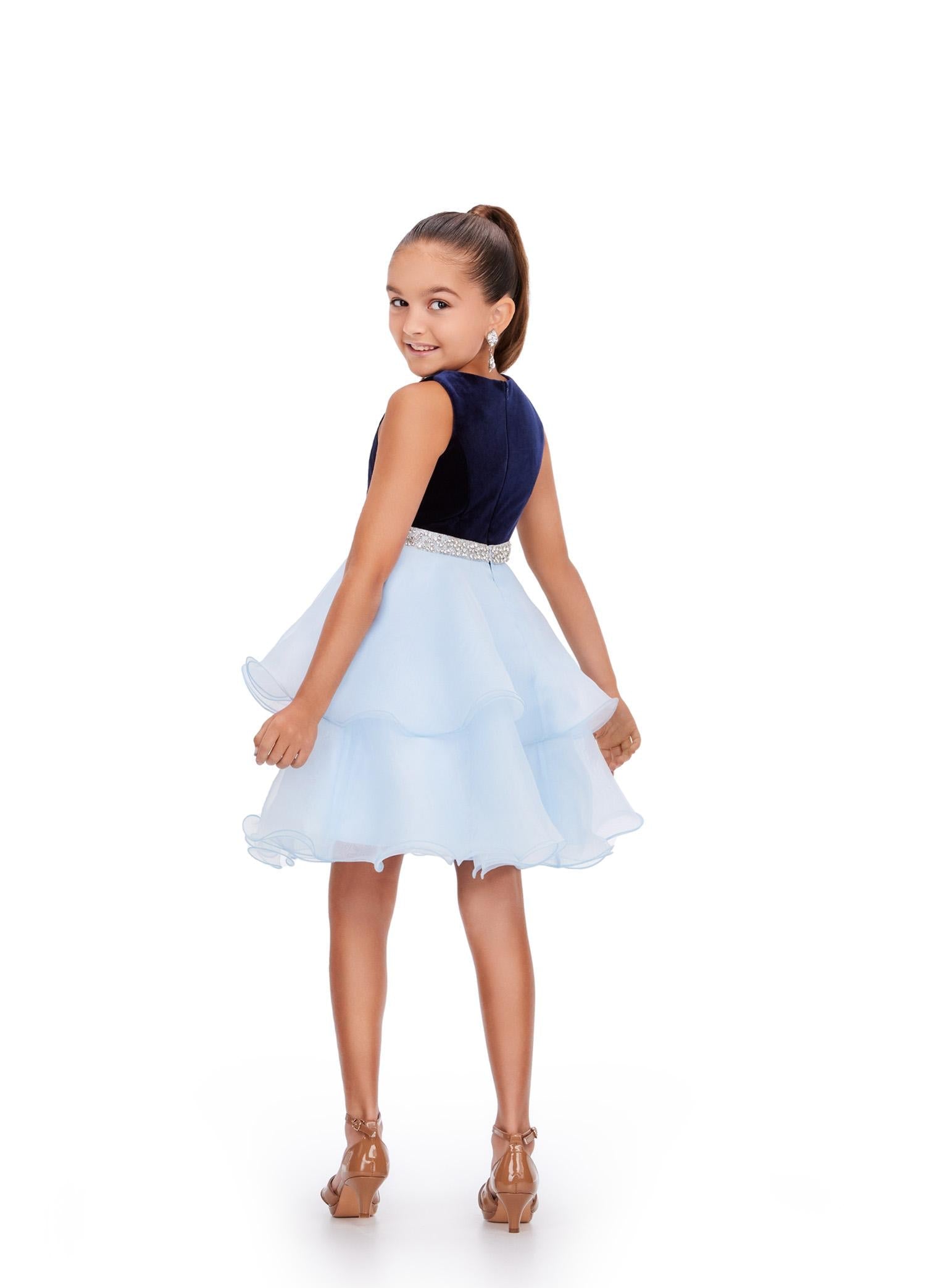 ASHLEYlauren 8216 Kids Velvet Organza Dress
