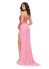 ASHLEYlauren 11238 | Pink jaw-dropping strapless gown featuring a fitted silhouette, corset bustier with stunning crystal beadwork, a fully beaded wrap skirt, and a left leg slit for a glamorous red carpet-worthy look.