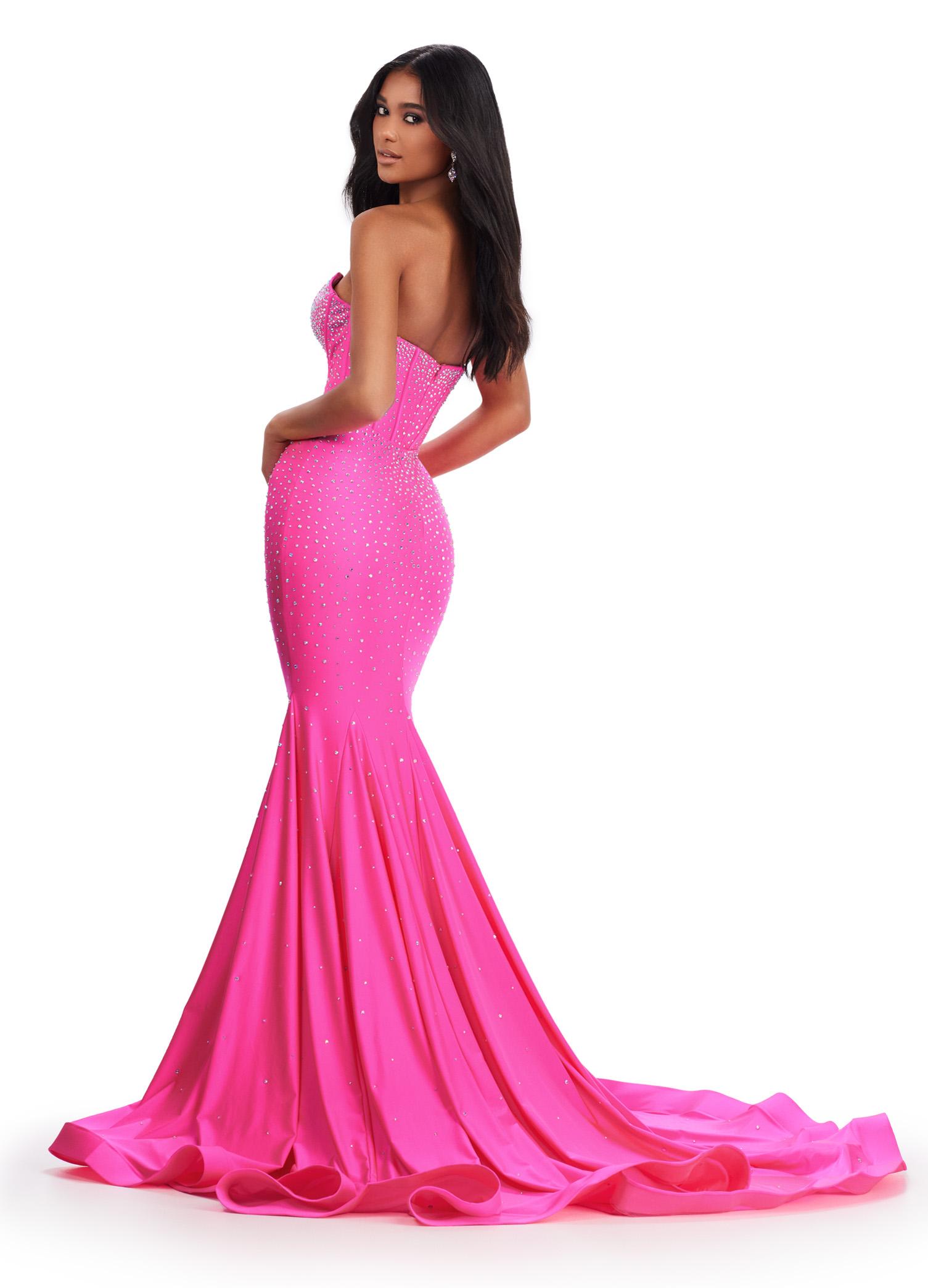 ASHLEYlauren 11560 Jersey Gown with Beaded Corset