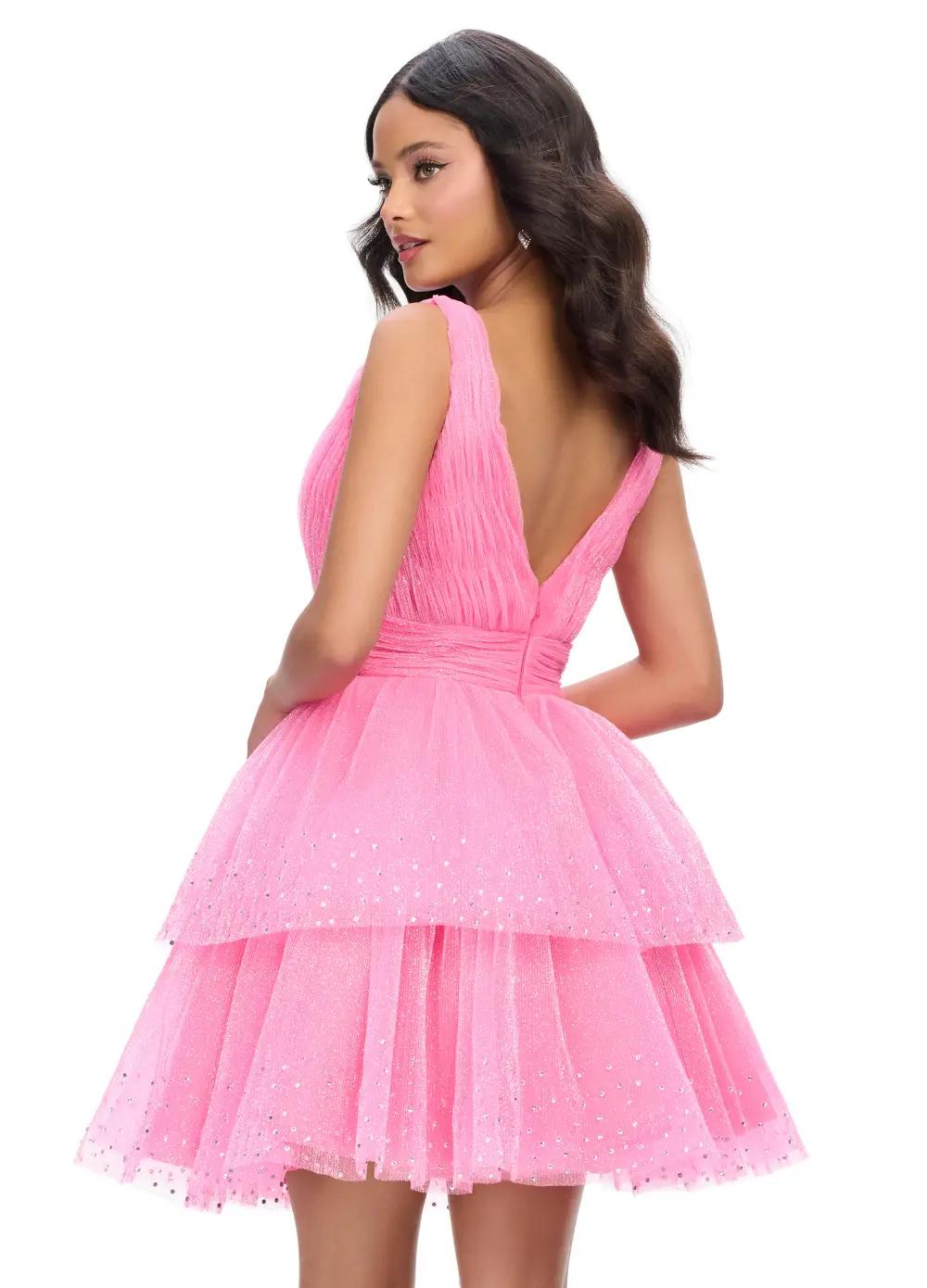 ASHLEYlauren 4695 Glitter Tulle A Line Cocktail Dress