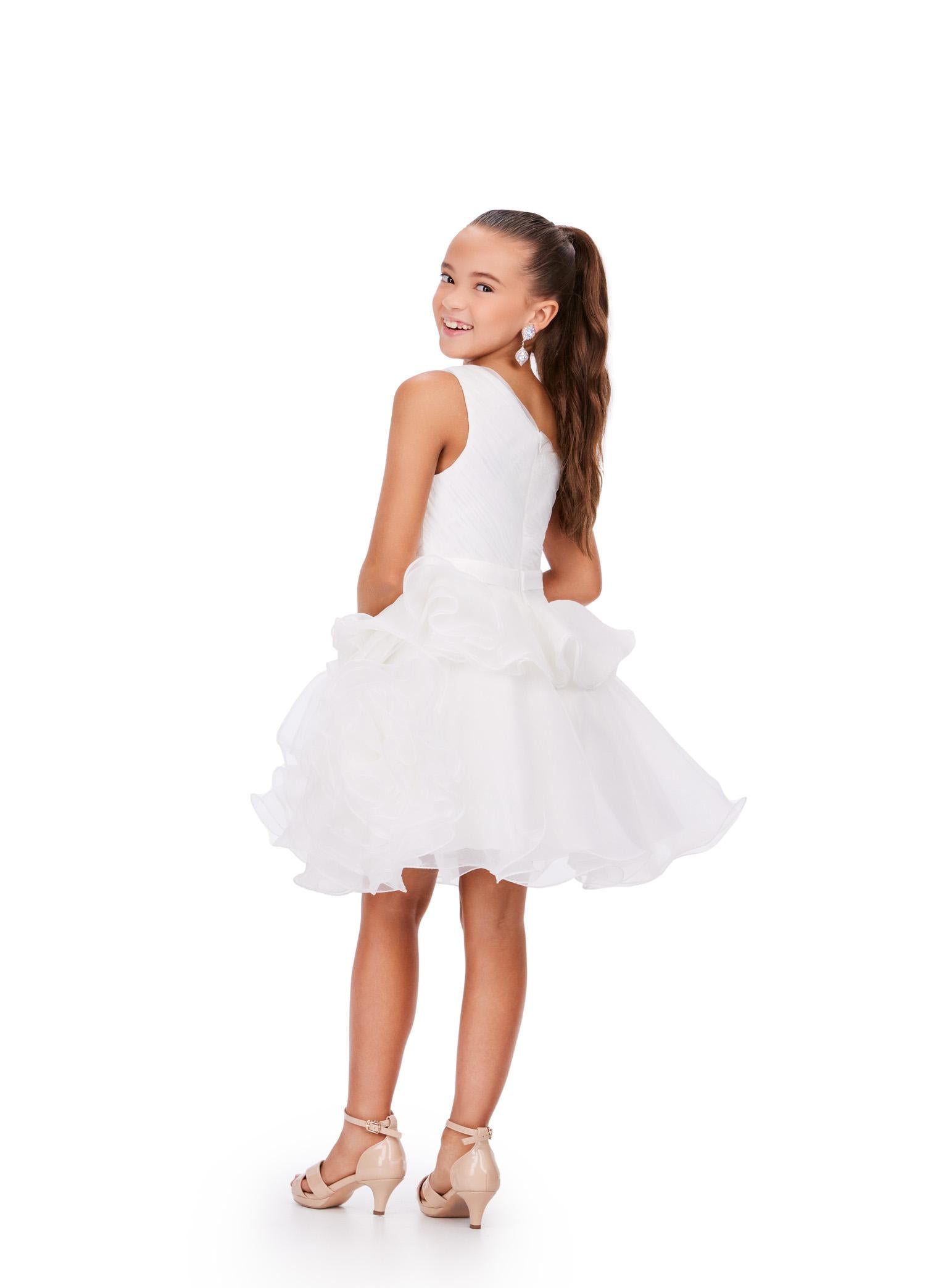 ASHLEYlauren 8251 - One Shoulder Kids' Cocktail Dress with