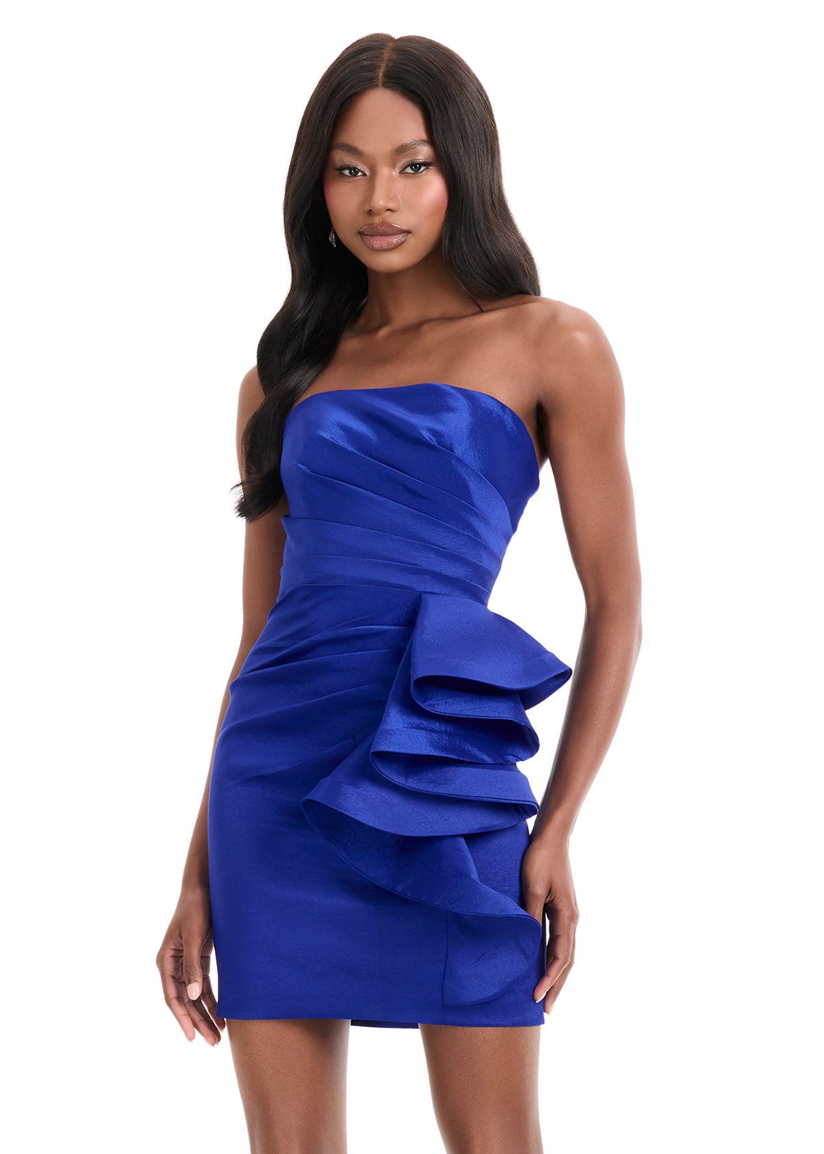 ASHLEYlauren Style 4933 Taffeta Ruffle Mini Dress