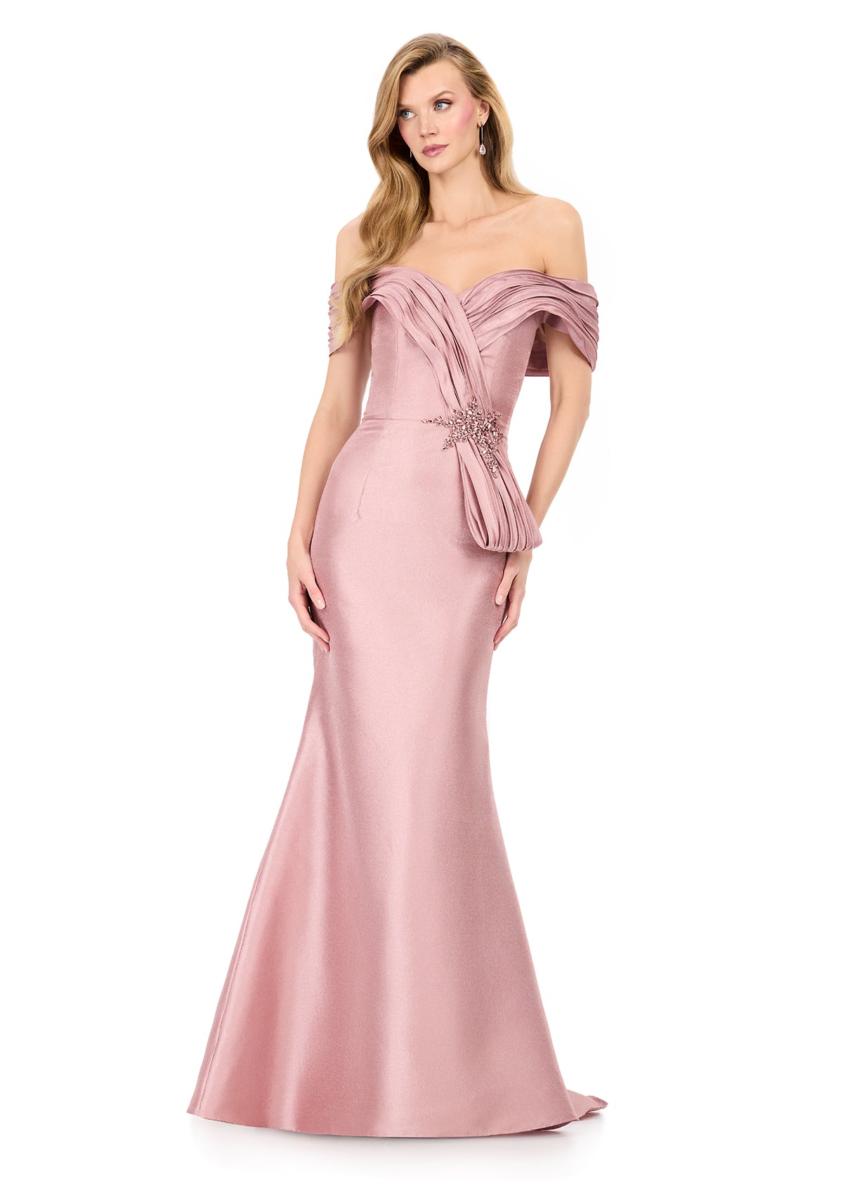 ASHLEYlauren E12103 Off-Shoulder Mikado Mermaid Gown