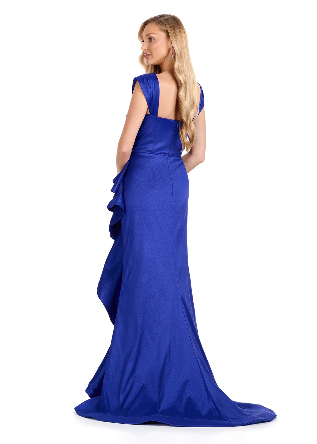 ASHLEYlauren E12104 Taffeta Mermaid Gown with Side Ruffle