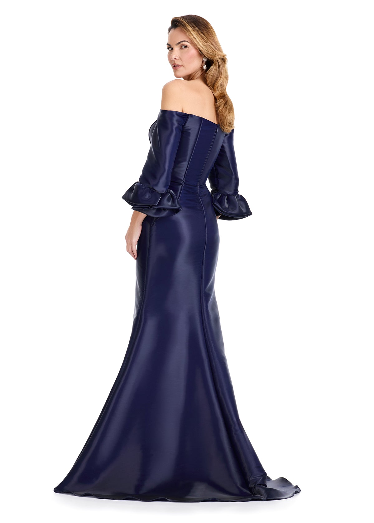 ASHLEYlauren E12107 Off-Shoulder Satin Mermaid Gown