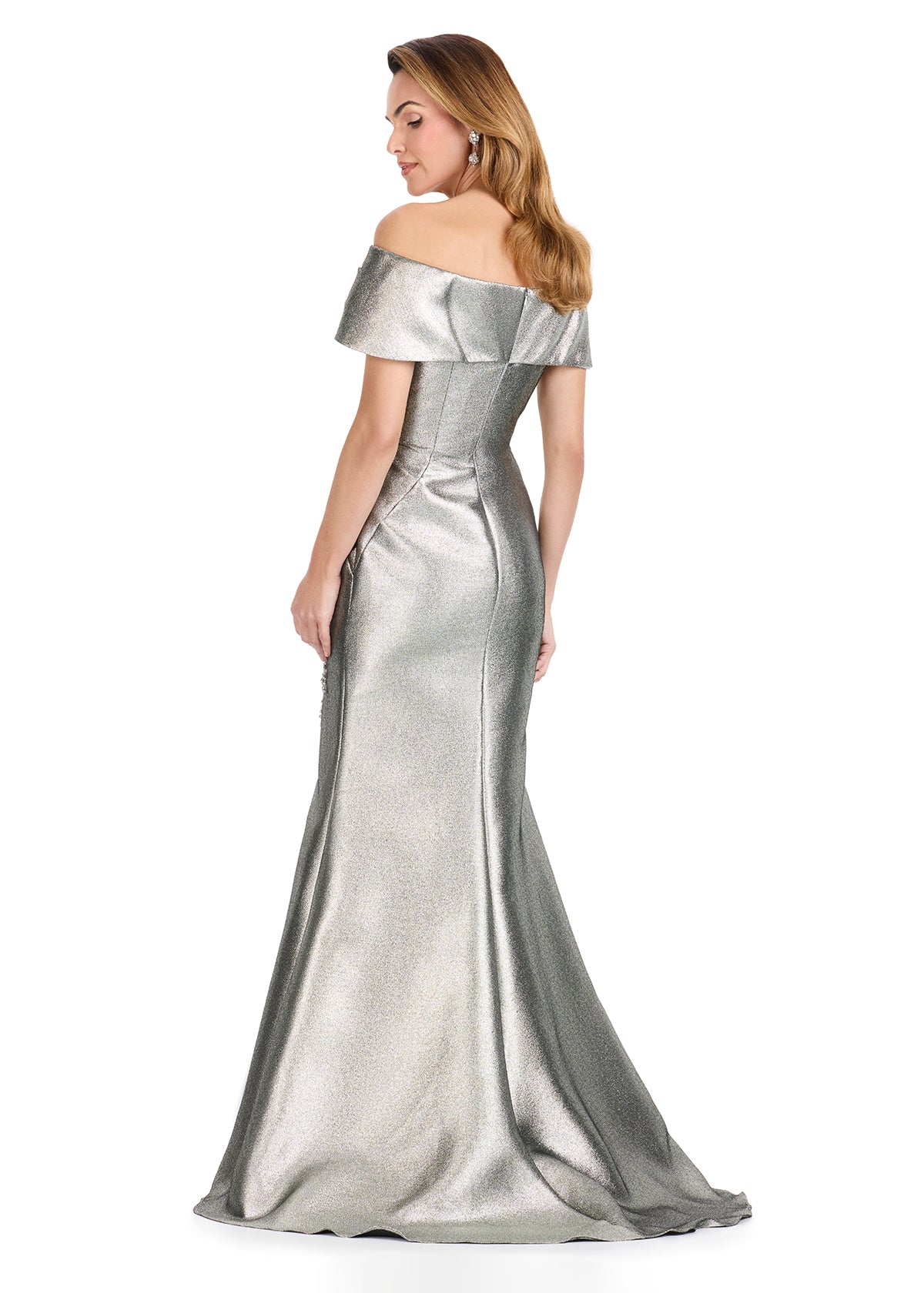 ASHLEYlauren E12119 Off-Shoulder Metallic Brocade Gown