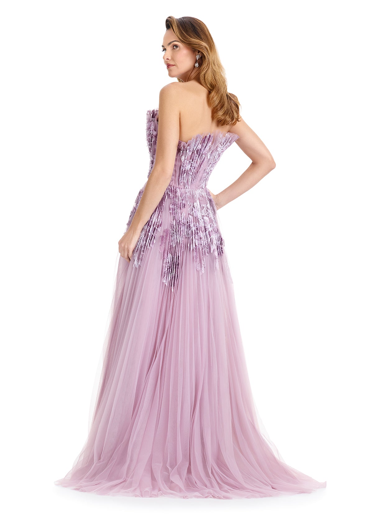 ASHLEYlauren E12127 Strapless Sequin Tulle A-Line Gown