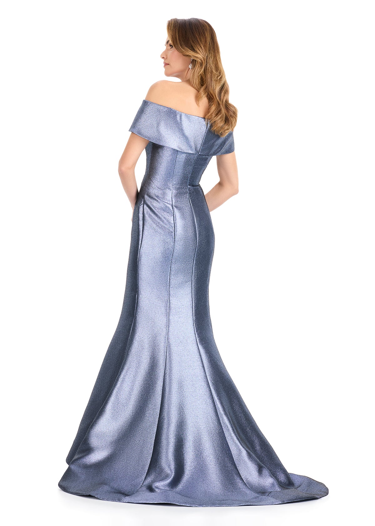 ASHLEYlauren E12135 Off-Shoulder Metallic Brocade Gown