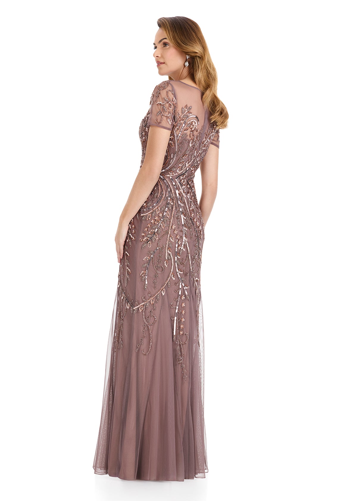 ASHLEYlauren E12142 Fully Beaded Evening Gown