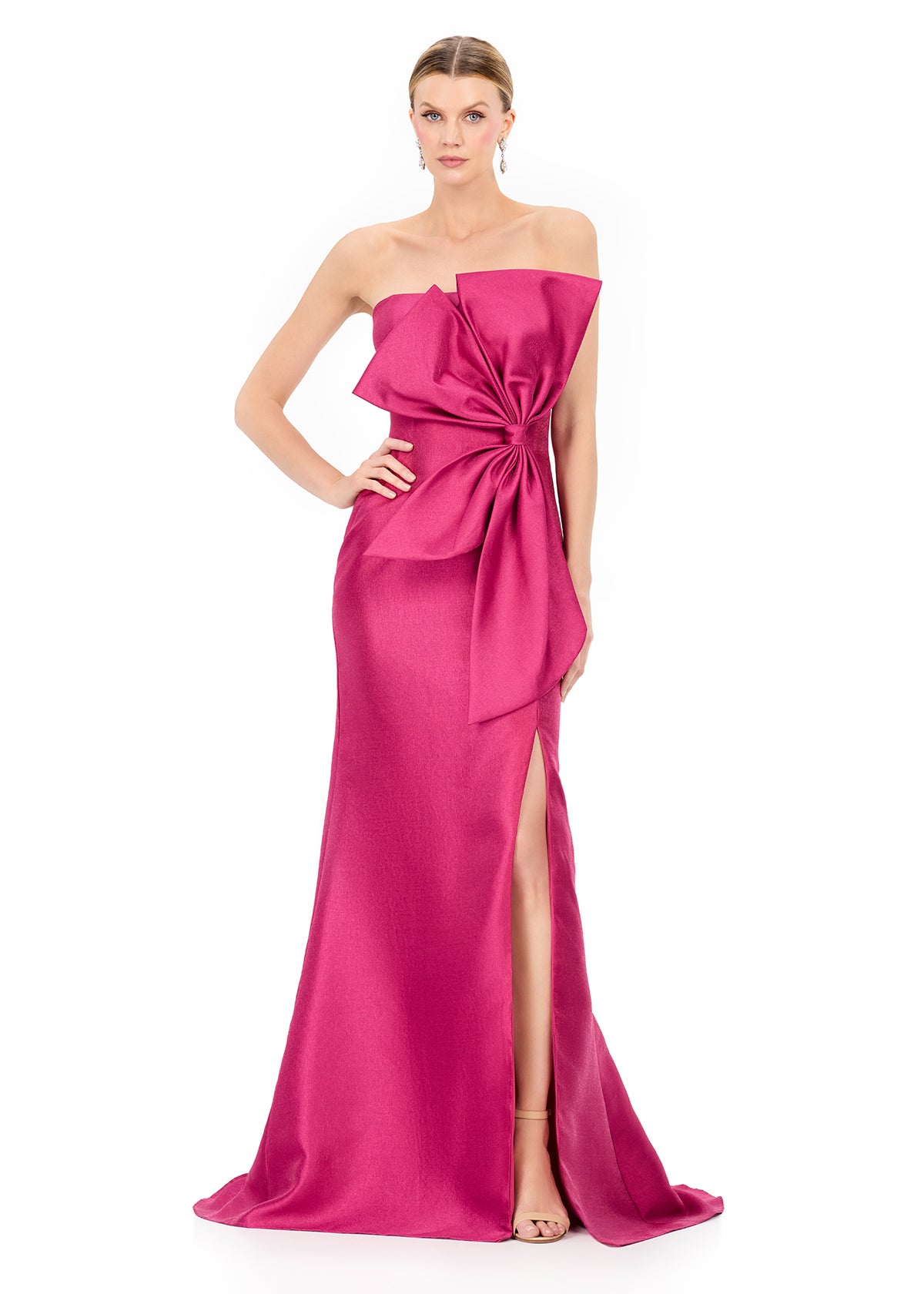 ASHLEYlauren E12325 Mikado One-Shoulder Bow Gown ASHLEYlauren E12325 Mikado One-Shoulder Bow Gown