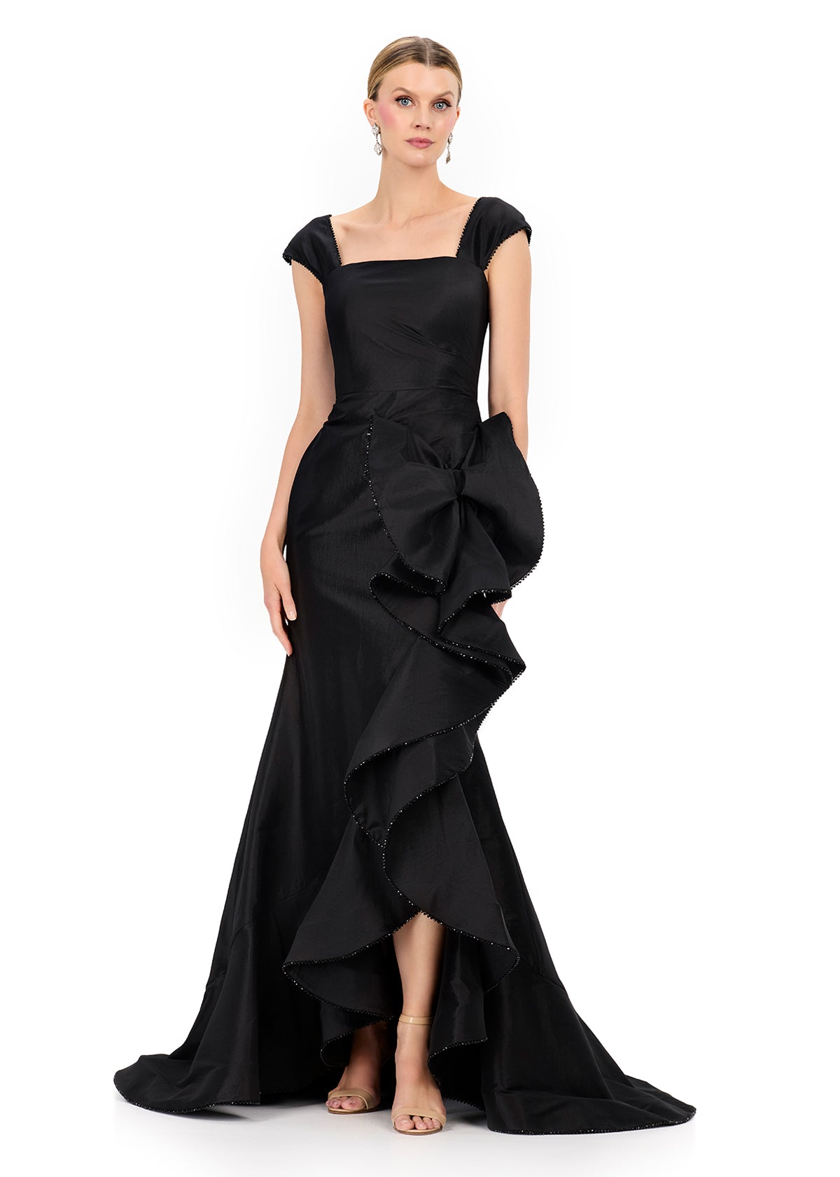 ASHLEYlauren E12321 Taffeta Square-Neck Ruffle Mermaid Gown ASHLEYlauren E12321 Taffeta Square-Neck Ruffle Mermaid Gown