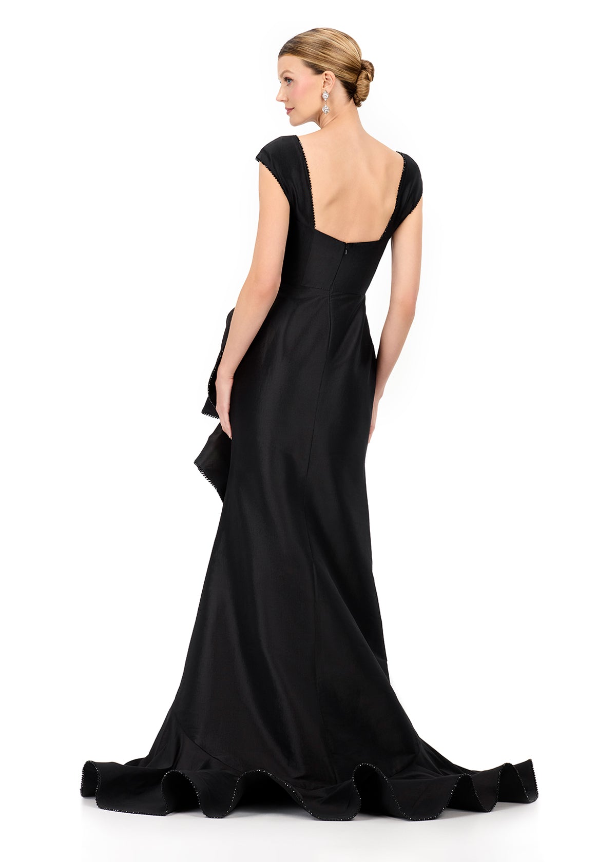 ASHLEYlauren E12321 – Taffeta Square-Neck Ruffle Mermaid Gown