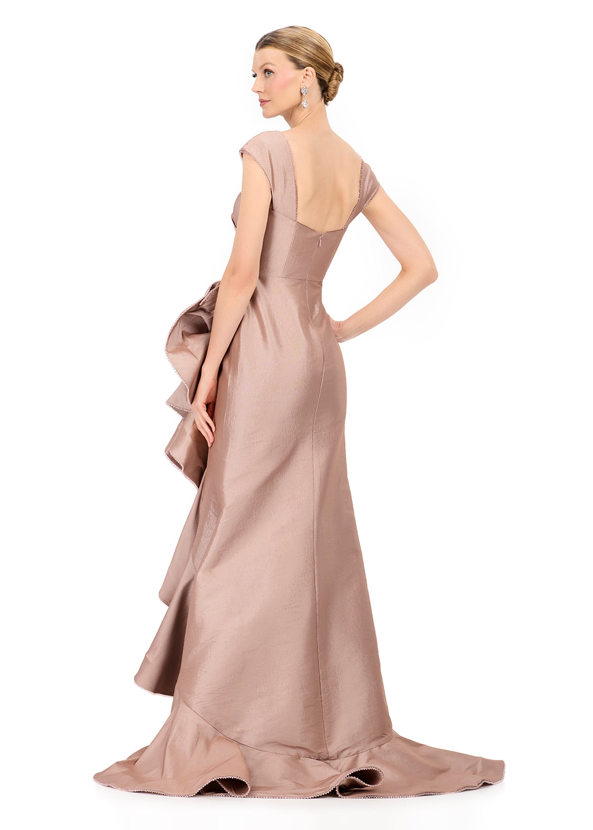 ASHLEYlauren E12321 Taffeta Square-Neck Ruffle Mermaid Gown ASHLEYlauren E12321 Taffeta Square-Neck Ruffle Mermaid Gown
