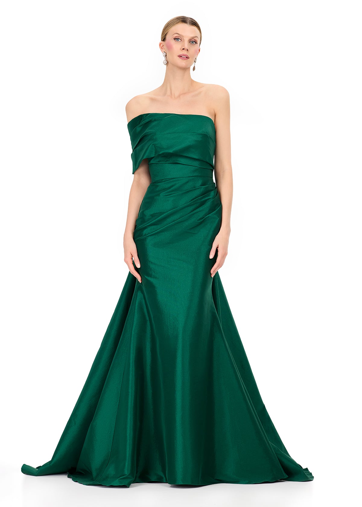 ASHLEYlauren E12323 – Off-Shoulder Taffeta Bow Mermaid Gown