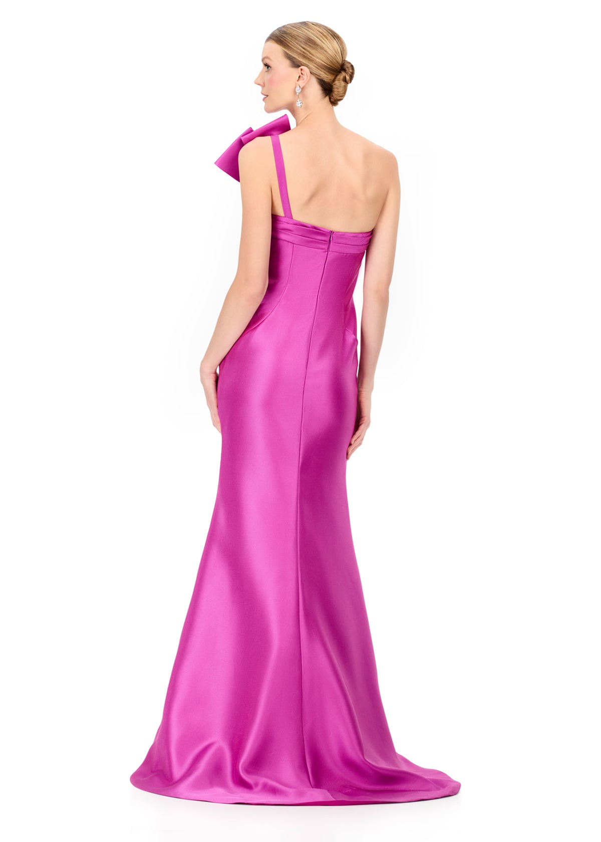 ASHLEYlauren E12325 – Mikado One-Shoulder Bow Gown