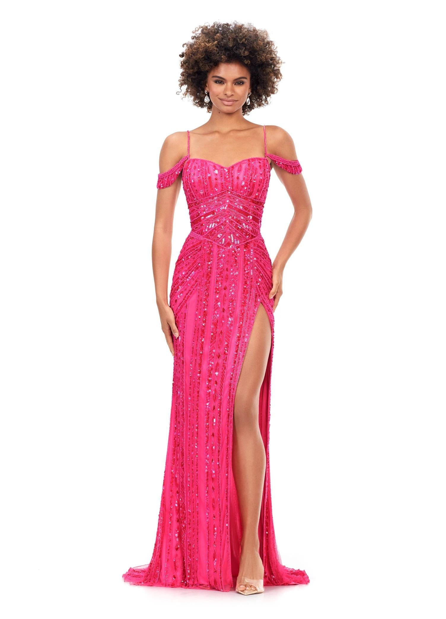 2025年　STUNNING LURE シアースリーブ ジレ ASHLEYlauren 11257 Sweetheart Beaded Gown
