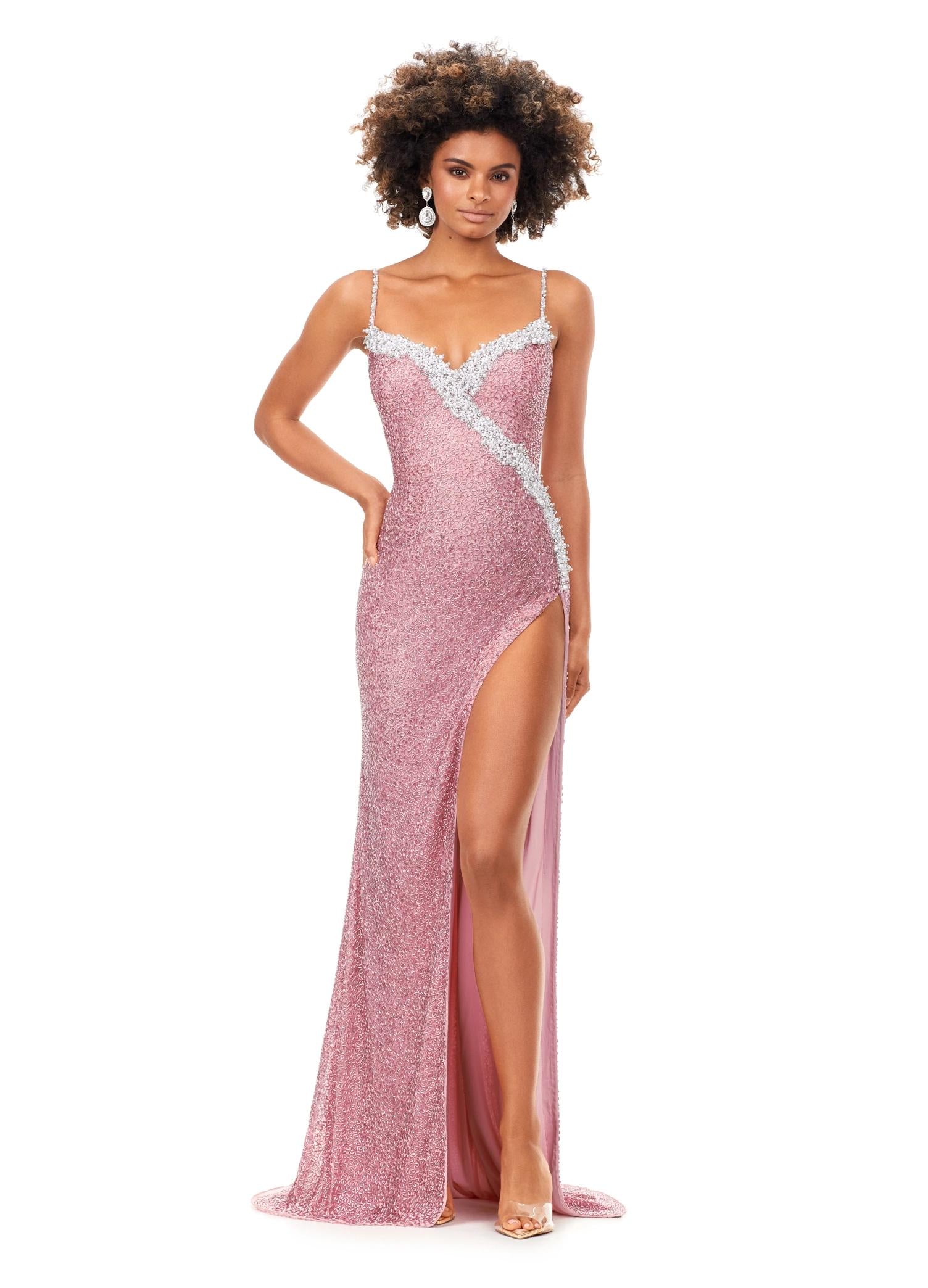 Ashley Lauren スクープ ネック フレアー ロング カラードレス Prom Dresses | ASHLEYlauren