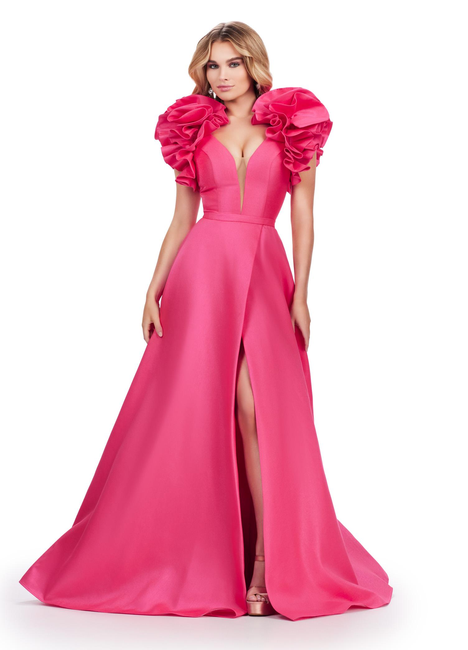 ASHLEYlauren 11610 - Dramatic A-Line Mikado Ball Gown with Sleeves