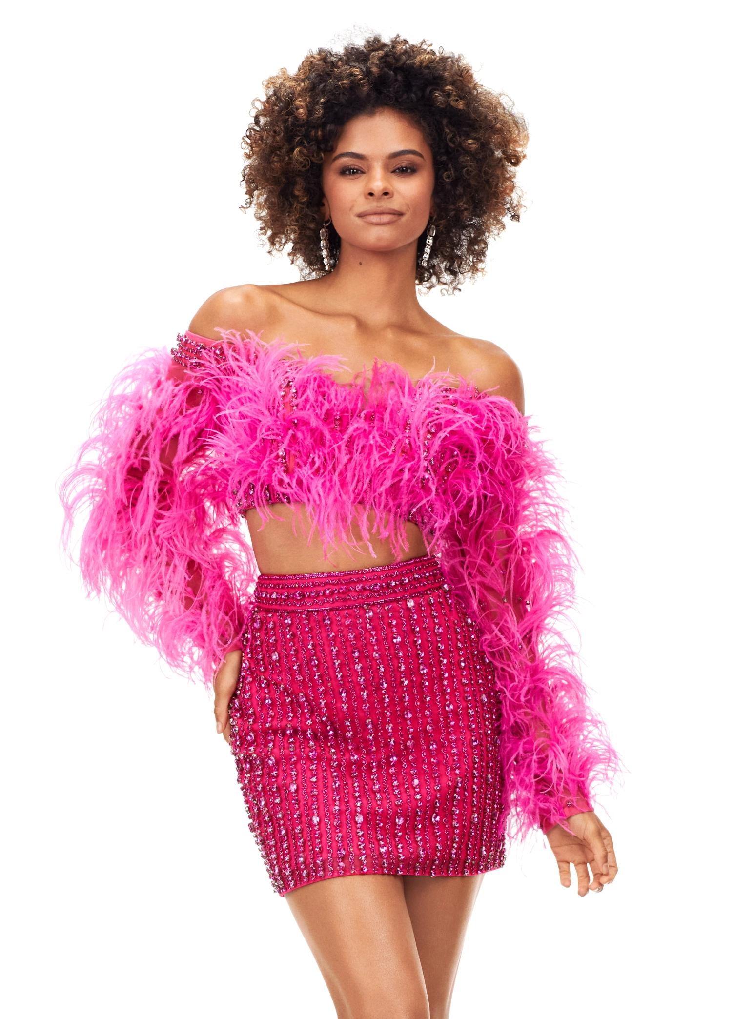 ASHLEYlauren 4562 - Off-Shoulder Two-Piece Cocktail Dress