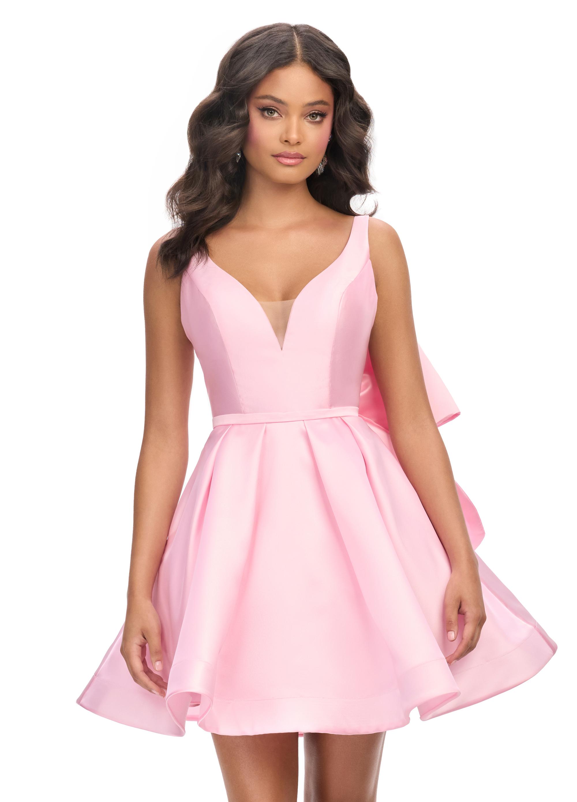 ASHLEYlauren 4781 V Neck Bow Back Cocktail Dress ASHLEYlauren 4781 V Neck Bow Back Cocktail Dress