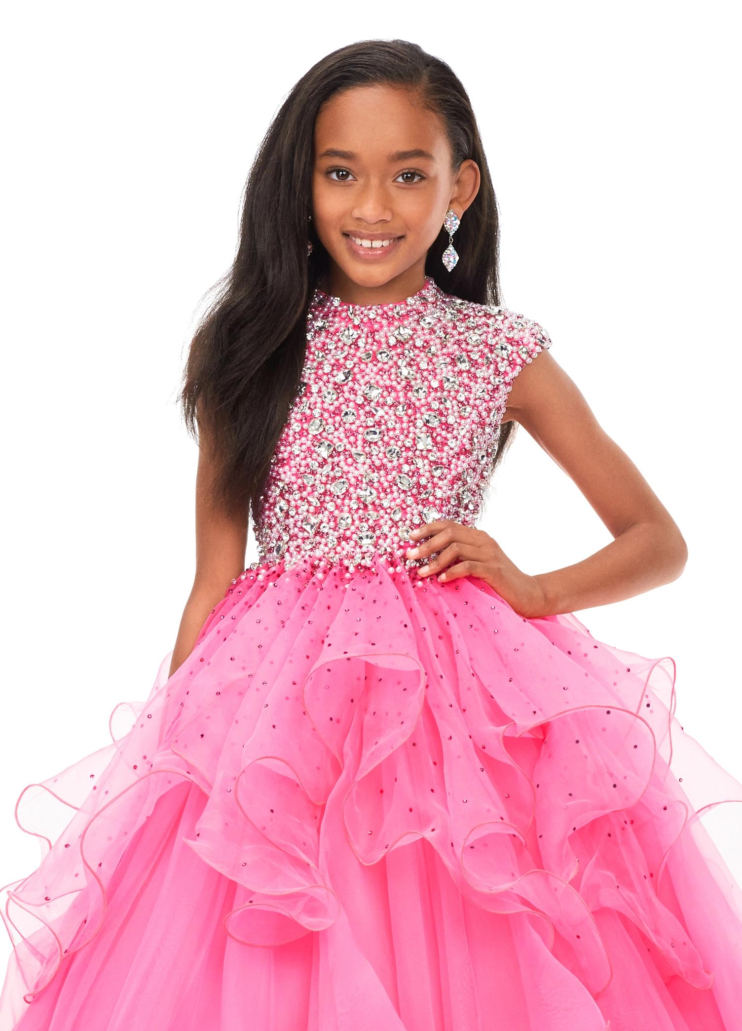 ASHLEYlauren 8180 - Kids' High Neckline Ball Gown