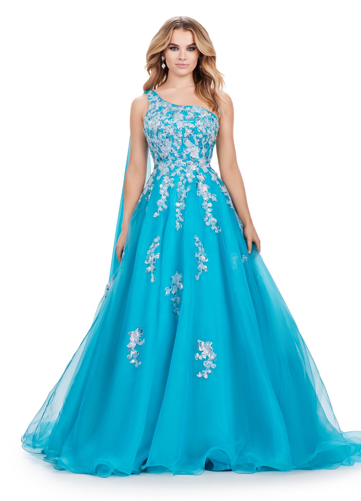ASHLEYlauren 11573 Organza Ball Gown with Cape