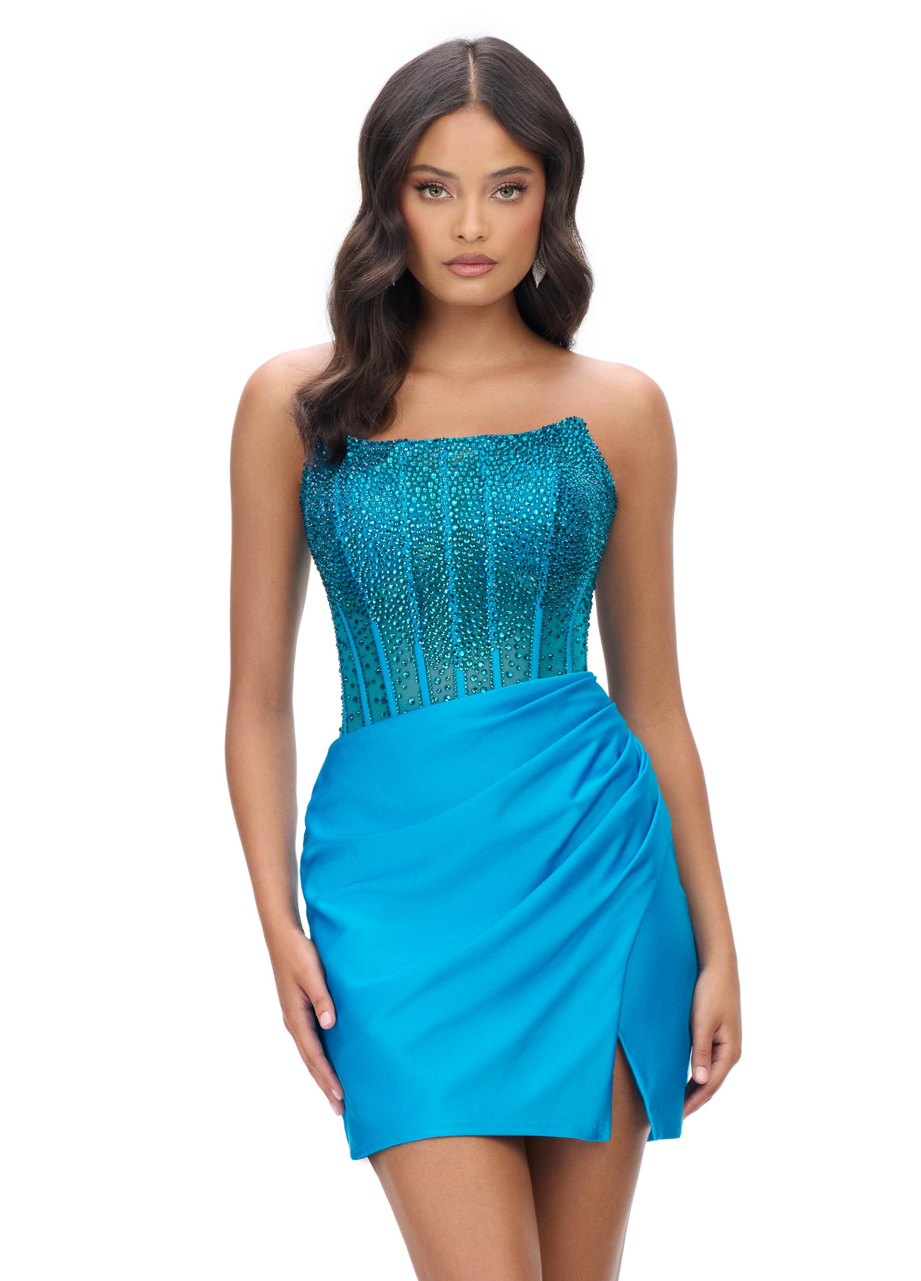 ASHLEYlauren 4686 Strapless Jersey Cocktail Dress