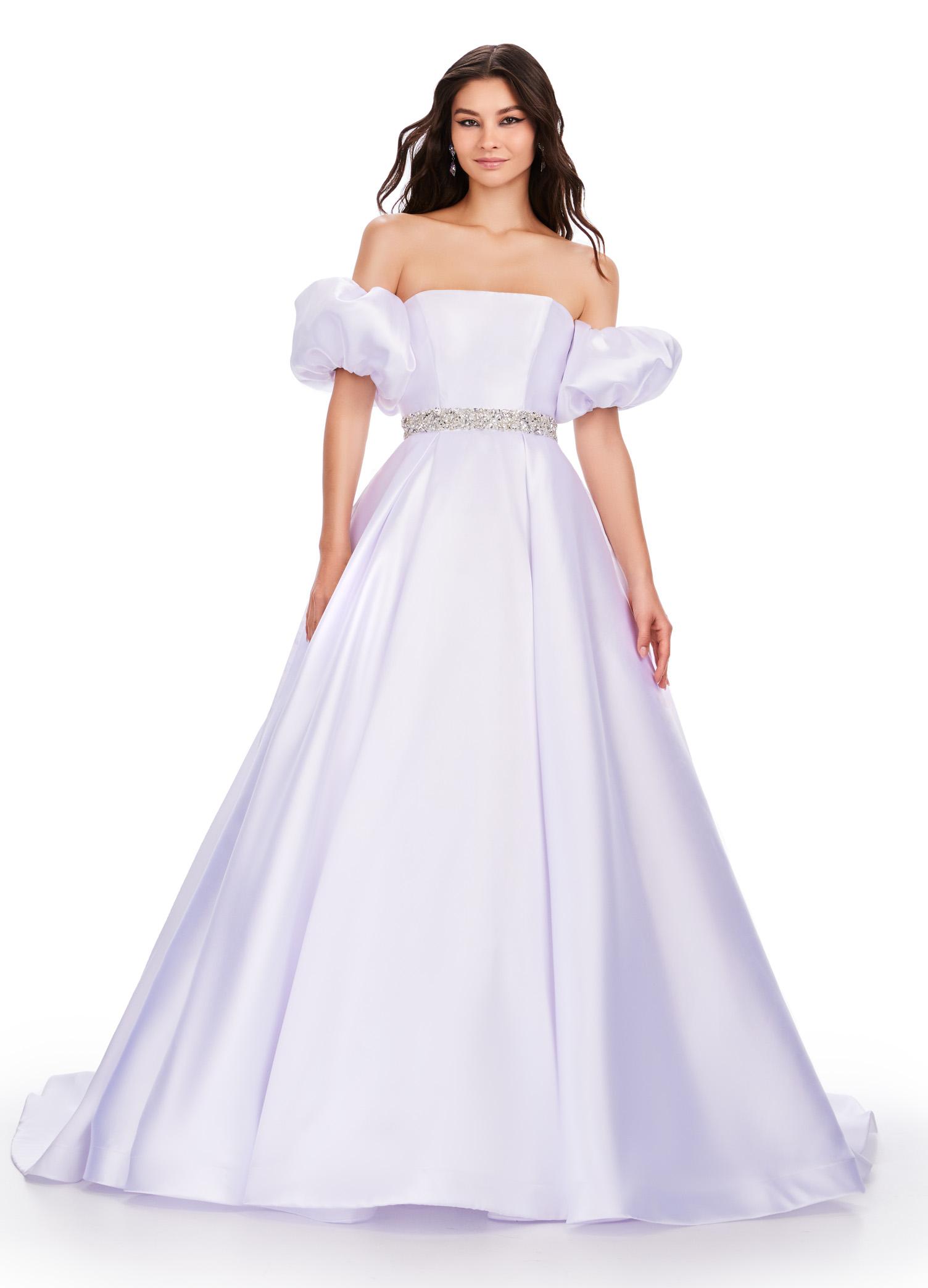 ASHLEYlauren 11543 - Strapless Mikado Ball Gown with Puff