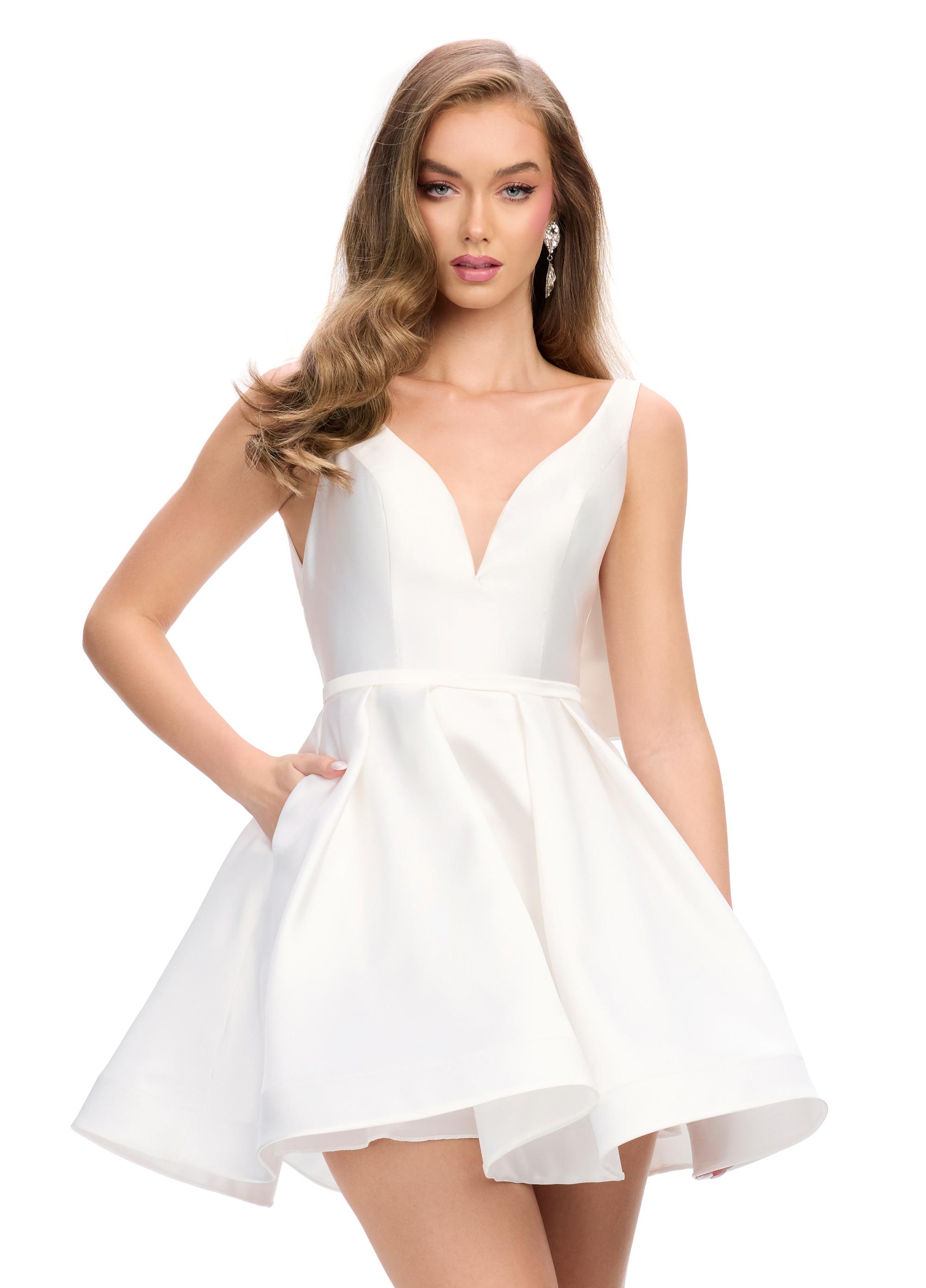 ASHLEYlauren 4781 V Neck Bow Back Cocktail Dress ASHLEYlauren 4781 V Neck Bow Back Cocktail Dress