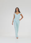 Video - ASHLEYlauren 11175 Fully Hand-Beaded Off-Shoulder Jumpsuit 