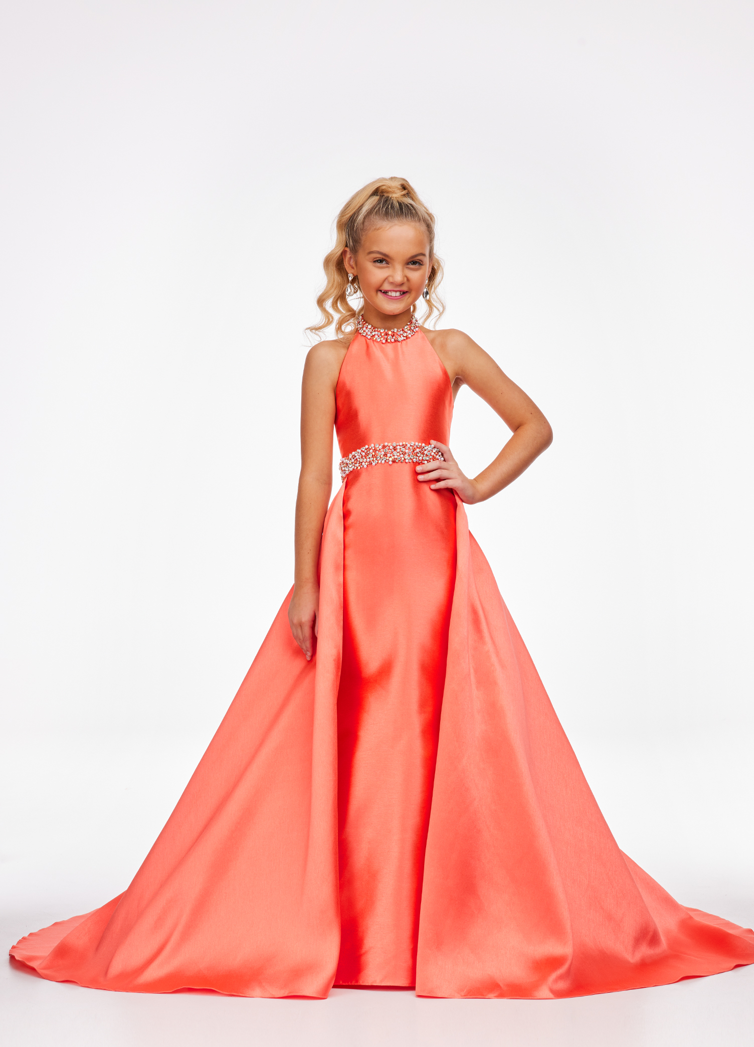 8108 Halter Gown with Overskirt