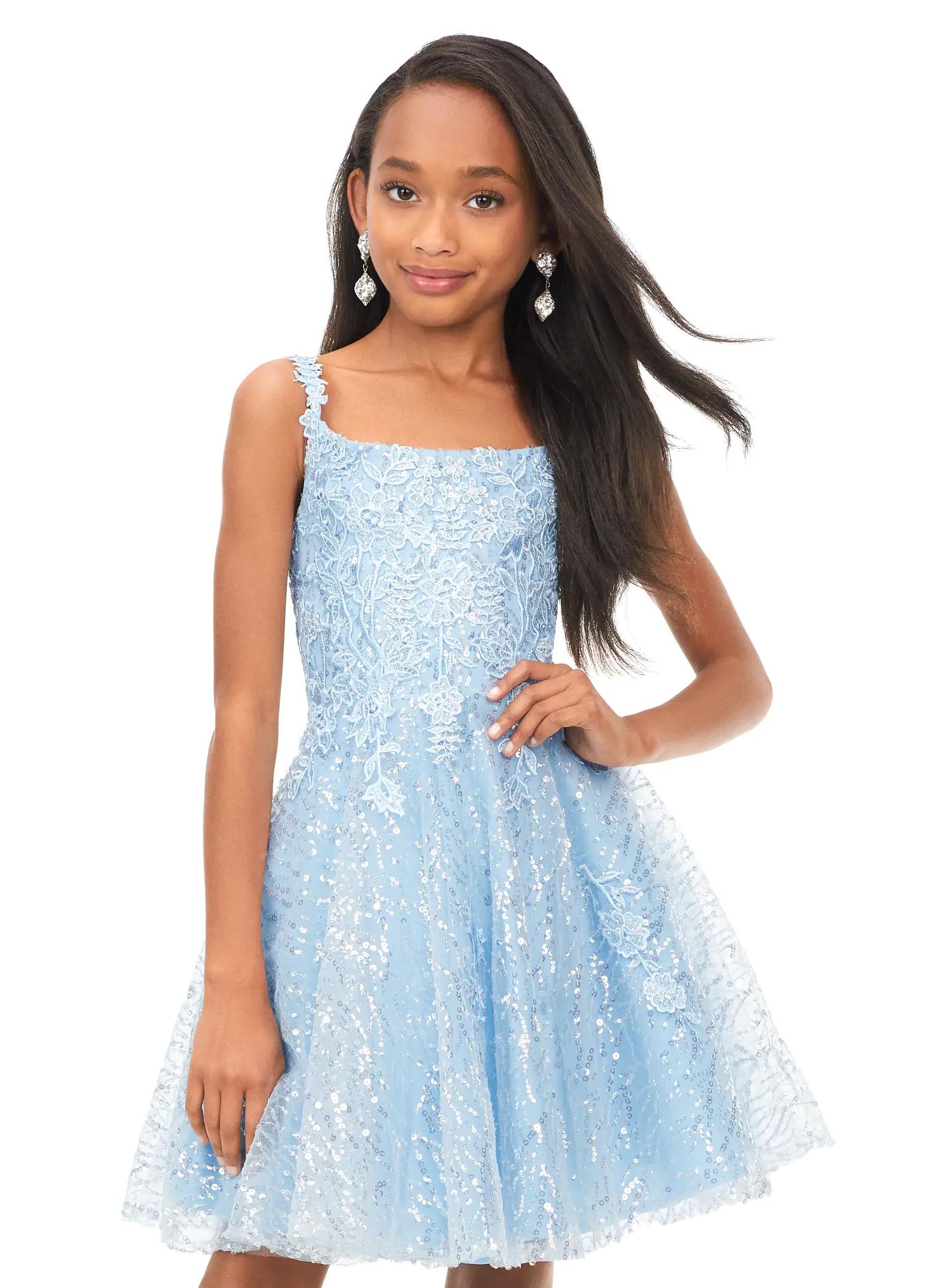 8161 Fully Sequin Embroidered Kids Cocktail Dress