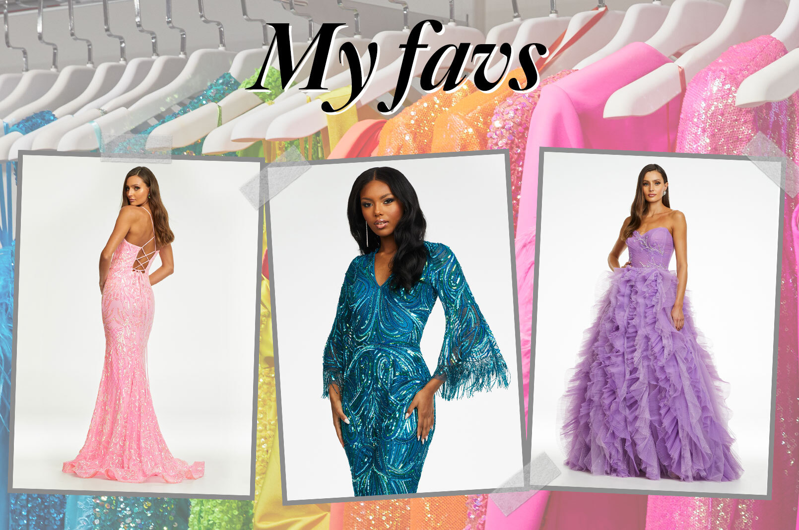 My favs image of ivory, pink feathers and jade green dresses