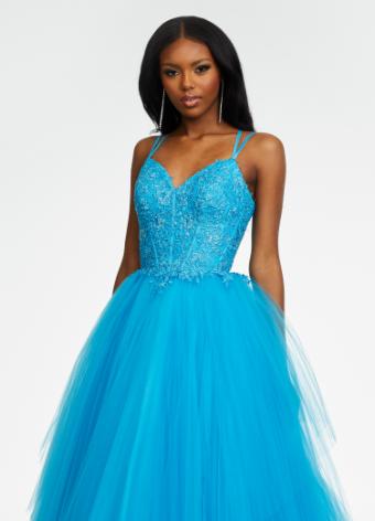 11146 Pleated Tulle Ball Gown with Lace Accents