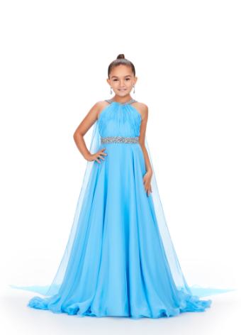 8243 Kids Chiffon Gown with Flyaway Capes