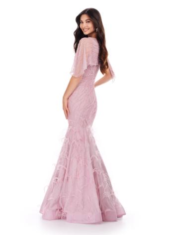 11431 Beaded Evening Gown with Asymmetrical Cape